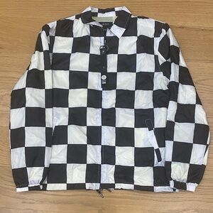 10.Deep Monochrome Checkered Windbreaker